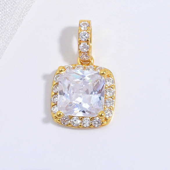 Jewelry Pendant Sterling Silver Geometric Zirconia Sugar Cube Light Luxury