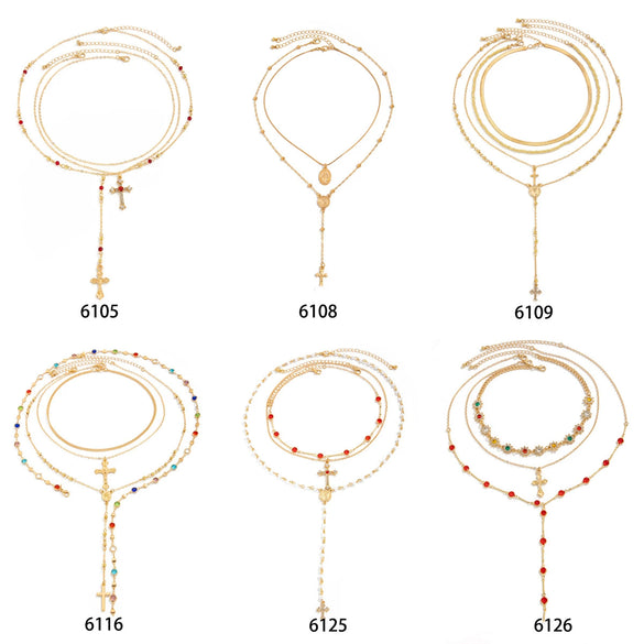 Jewelry 3Piece Set With Cross Frame Chain Necklace Copperclad Iron Copper Alloy Geometric Electroplating