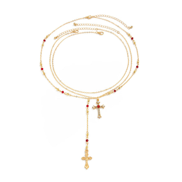 Jewelry 3Piece Set With Cross Frame Chain Necklace Copperclad Iron Copper Alloy Geometric Electroplating
