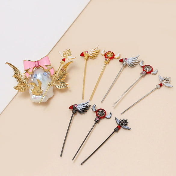 Jewelry Pin Accessories Alloy Silver Plated Gold Plated Copperplated Handmade With Baking Paint Magic Wand Elf Staff Design