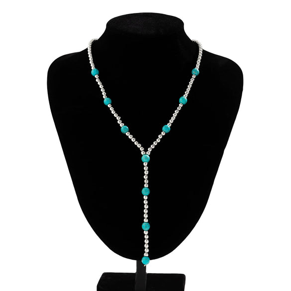 Jewelry Plastic Beaded Geometric Handmade Collarbone Neckchain Long Tassel Necklace