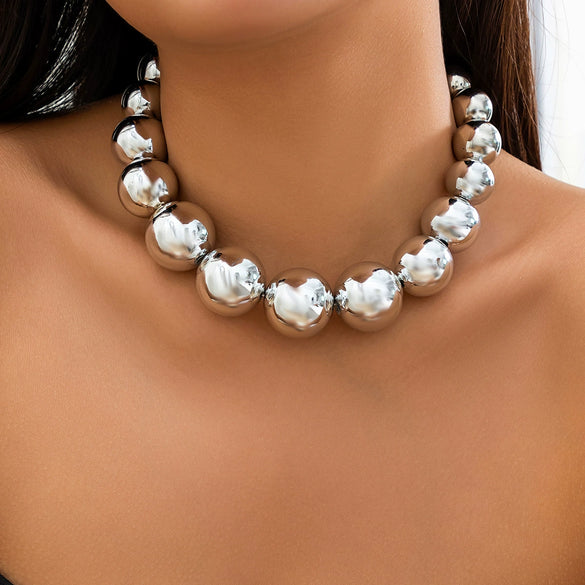 Jewelry Plastic Geometric Beaded Clavicle Chain For Women Electroplated