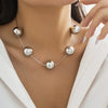 Jewelry Plastic Geometric Beads Punk Collar Clavicle Chain Necklace For Women Electroplated