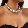 Jewelry Plastic Geometric Beads Punk Collar Clavicle Chain Necklace For Women Electroplated