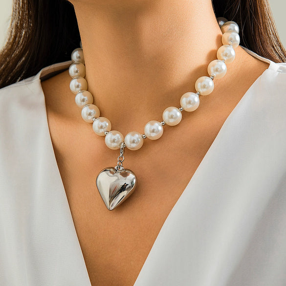 Jewelry Plastic Geometric Beads Punk Collar Clavicle Chain Necklace For Women Electroplated