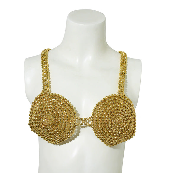 Jewelry Plastic Geometric Imitation Pearl Bikini Breast Chain Women's Electroplated Body Chain Simple Style