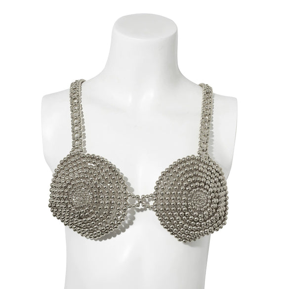 Jewelry Plastic Geometric Imitation Pearl Bikini Breast Chain Women's Electroplated Body Chain Simple Style