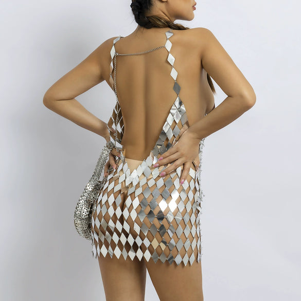 Jewelry Plastic Geometric Sequins Body Chain Electroplating Handmade For Women