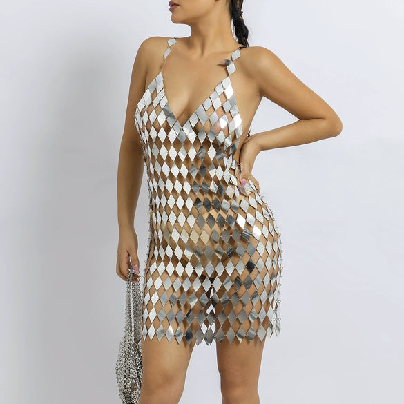 Jewelry Plastic Geometric Sequins Body Chain Electroplating Handmade For Women
