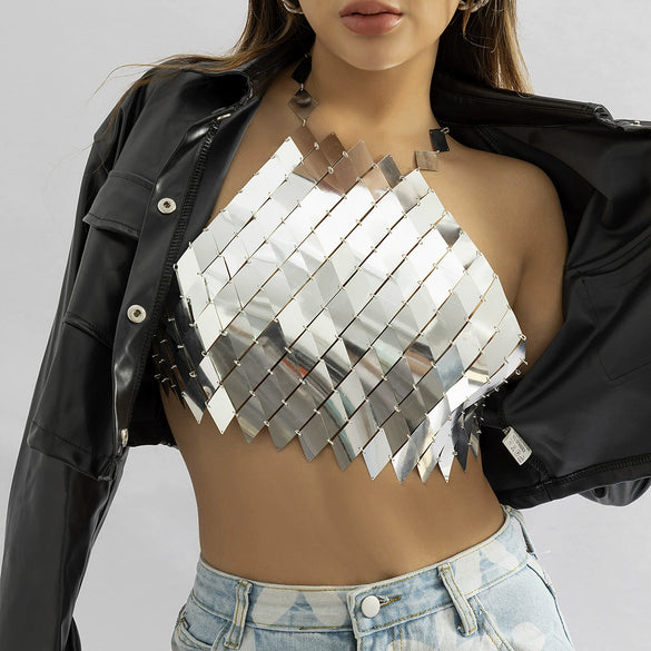 Jewelry Plastic Geometric Sequins Body Chain Electroplating Handmade For Women
