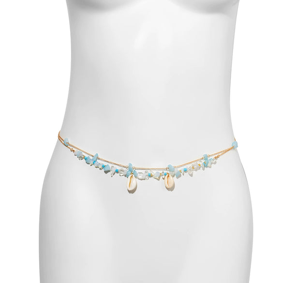 Jewelry Plastic Imitation Pearl Shell Simple Beaded Body Waist Chain For Women
