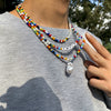 Jewelry Plastic Resin Acrylic Bohemian Style Specialshaped Letter Multilayer Stacked Dripping Oil Men's Necklace