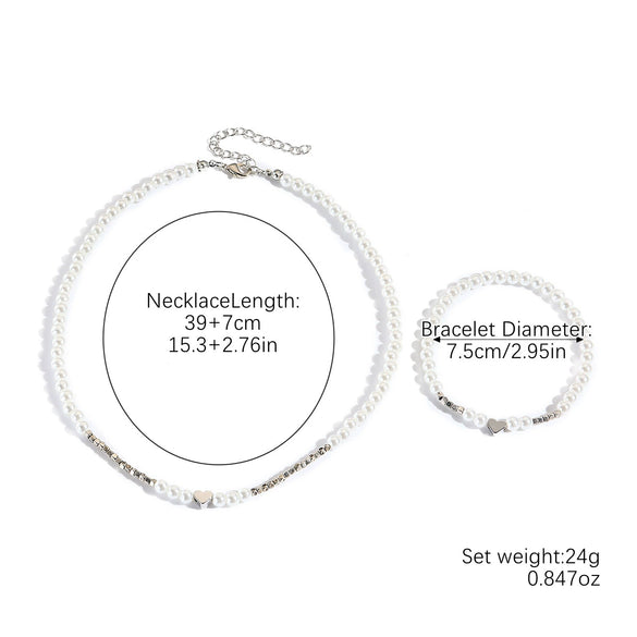 Jewelry Plastic Resin Alloy Alloy Pearls Heart Water Drop Bell Shaped Elegant Electroplated Bracelet Necklace For Women