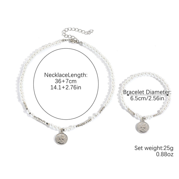 Jewelry Plastic Resin Alloy Alloy Pearls Heart Water Drop Bell Shaped Elegant Electroplated Bracelet Necklace For Women