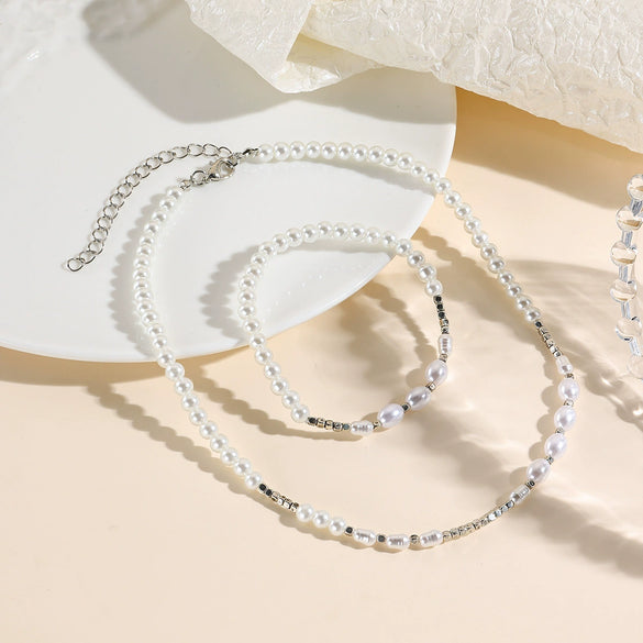 Jewelry Plastic Resin Alloy Alloy Pearls Heart Water Drop Bell Shaped Elegant Electroplated Bracelet Necklace For Women