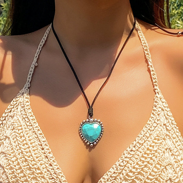 Jewelry Plastic Resin Alloy Dropshaped Handmade Love Pendant Clavicle Chain Necklace For Women