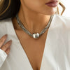 Jewelry Plastic Resin Geometric Ball Multilayer Chain Stacking Necklace Electroplating Punk Style For Women