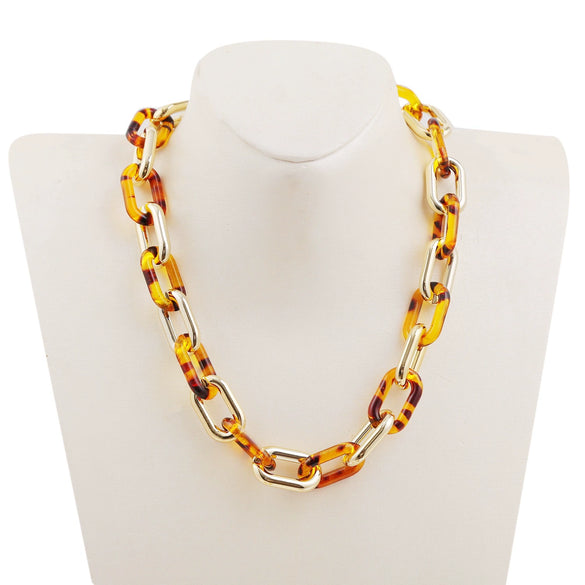 Jewelry Plastic Resin Geometric Box Chain Clavicle Necklace For Women Electroplated