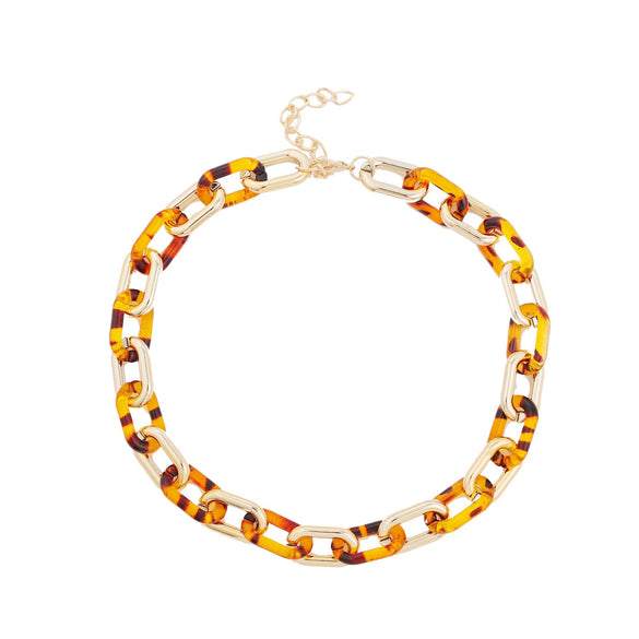 Jewelry Plastic Resin Geometric Box Chain Clavicle Necklace For Women Electroplated