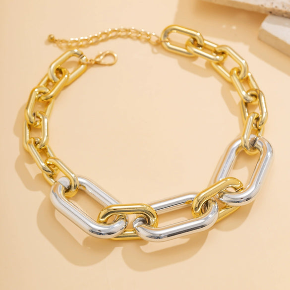 Jewelry Plastic Resin Geometric Buckle Electroplating Ochain Punk Necklace For Women