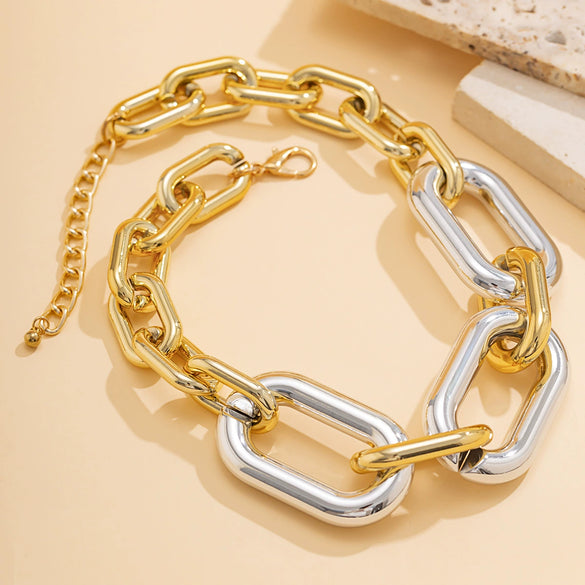 Jewelry Plastic Resin Geometric Buckle Electroplating Ochain Punk Necklace For Women