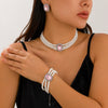 Jewelry Plastic Resin Geometric Multi Layer Imitation Pearl Ball Chain Necklace For Women