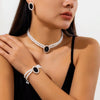 Jewelry Plastic Resin Geometric Multi Layer Imitation Pearl Ball Chain Necklace For Women