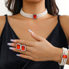 Jewelry Plastic Resin Geometric Multi Layer Imitation Pearl Ball Chain Necklace For Women