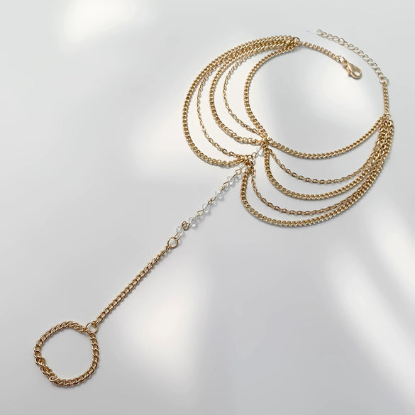 Jewelry Plastic Resin Geometric Multi Layer Tassel Chain Anklet For Women