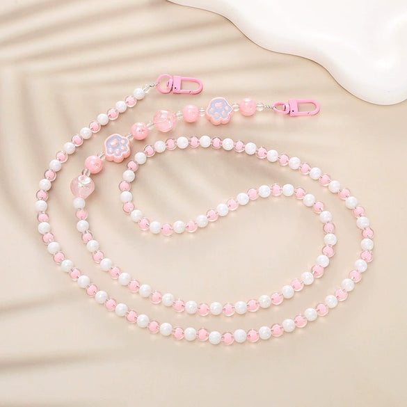 Jewelry Plastic Resin Handmade Beaded Mobile Phone Chain With Stars Sun And Moon Clouds Cosmic Pattern