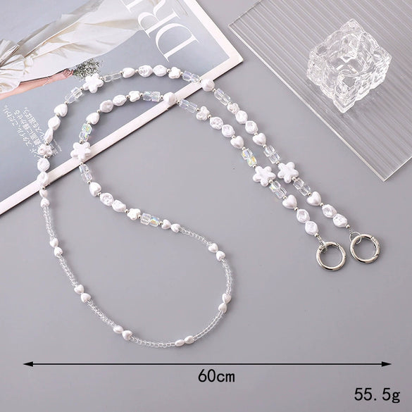 Jewelry Plastic Resin Handmade Beaded Mobile Phone Chain With Stars Sun And Moon Clouds Cosmic Pattern