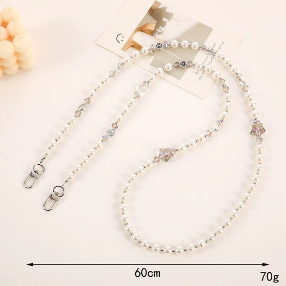 Jewelry Plastic Resin Handmade Beaded Mobile Phone Chain With Stars Sun And Moon Clouds Cosmic Pattern
