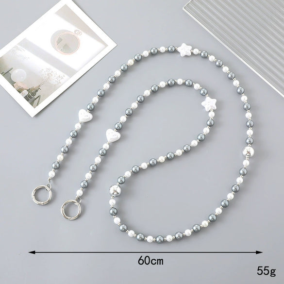 Jewelry Plastic Resin Handmade Beaded Mobile Phone Chain With Stars Sun And Moon Clouds Cosmic Pattern