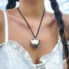 Jewelry Plastic Resin Heart Shape Pendant Necklace With Cross Chain And Electroplating Treatment