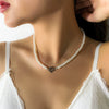 Jewelry Plastic Resin Heart Shaped Ball Chain Clavicle Necklace With Artificial Crystal Pendant Electroplating Style