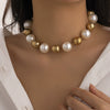 Jewelry Plastic Resin Imitation Pearl Geometric Beaded Necklace With Electroplating For Women