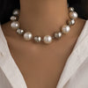Jewelry Plastic Resin Imitation Pearl Geometric Beaded Necklace With Electroplating For Women