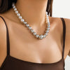 Jewelry Plastic Resin Imitation Pearl Geometric Beaded Necklace With Electroplating For Women