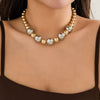 Jewelry Plastic Resin Imitation Pearl Geometric Beaded Necklace With Electroplating For Women