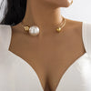 Jewelry Plastic Resin Imitation Pearl Geometric Circle Electroplating Women's Necklace Ring Collar