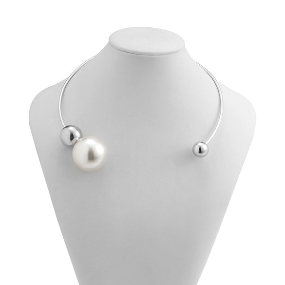 Jewelry Plastic Resin Imitation Pearl Geometric Circle Electroplating Women's Necklace Ring Collar