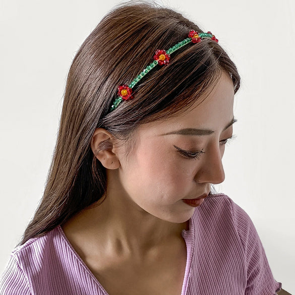 Jewelry Plastic Resin Pastoral Daisy Woven Hairband For Women