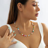 Jewelry Plastic Resin Simple Rice Bead Braided Imitation Pearl Geometric Handmade Women's Necklace