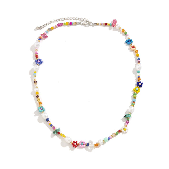 Jewelry Plastic Resin Simple Rice Bead Braided Imitation Pearl Geometric Handmade Women's Necklace