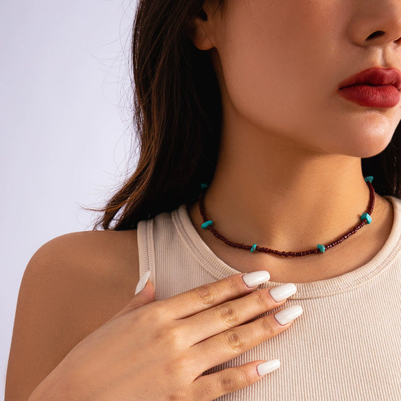 Jewelry Plastic Resin Turquoise Geometric Handmade Women's Necklace