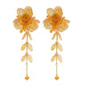 Jewelry Plastic Simple Flower Tassel Scallop Earrings Electroplating For Women