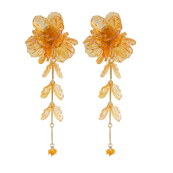 Jewelry Plastic Simple Flower Tassel Scallop Earrings Electroplating For Women