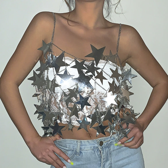 Jewelry Plastic Starshaped Electroplated Body Chain For Women
