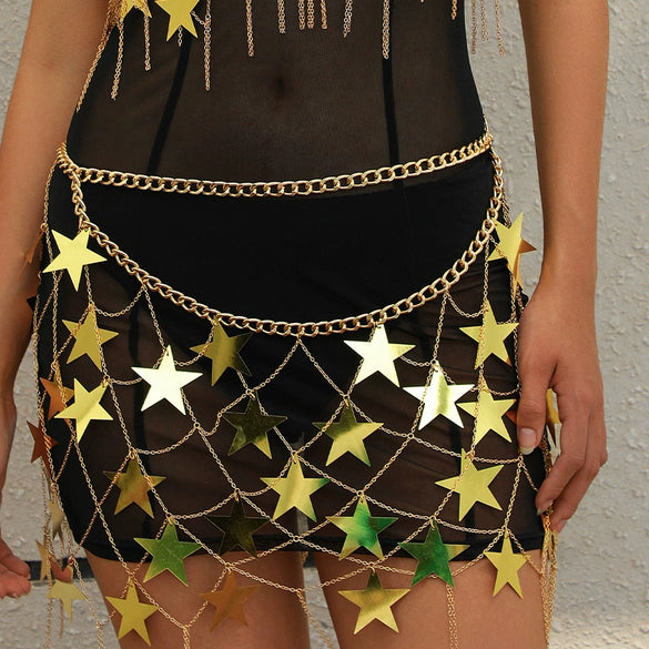 Jewelry Plastic Starshaped Electroplated Body Chain For Women
