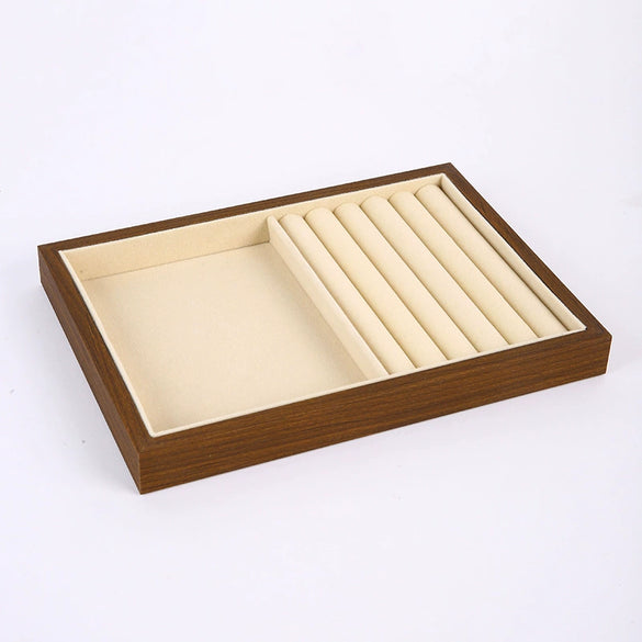 Jewelry Plate Walnut Wood Geometric Shape Splicing Highend Style For Jewelry Display And Storage